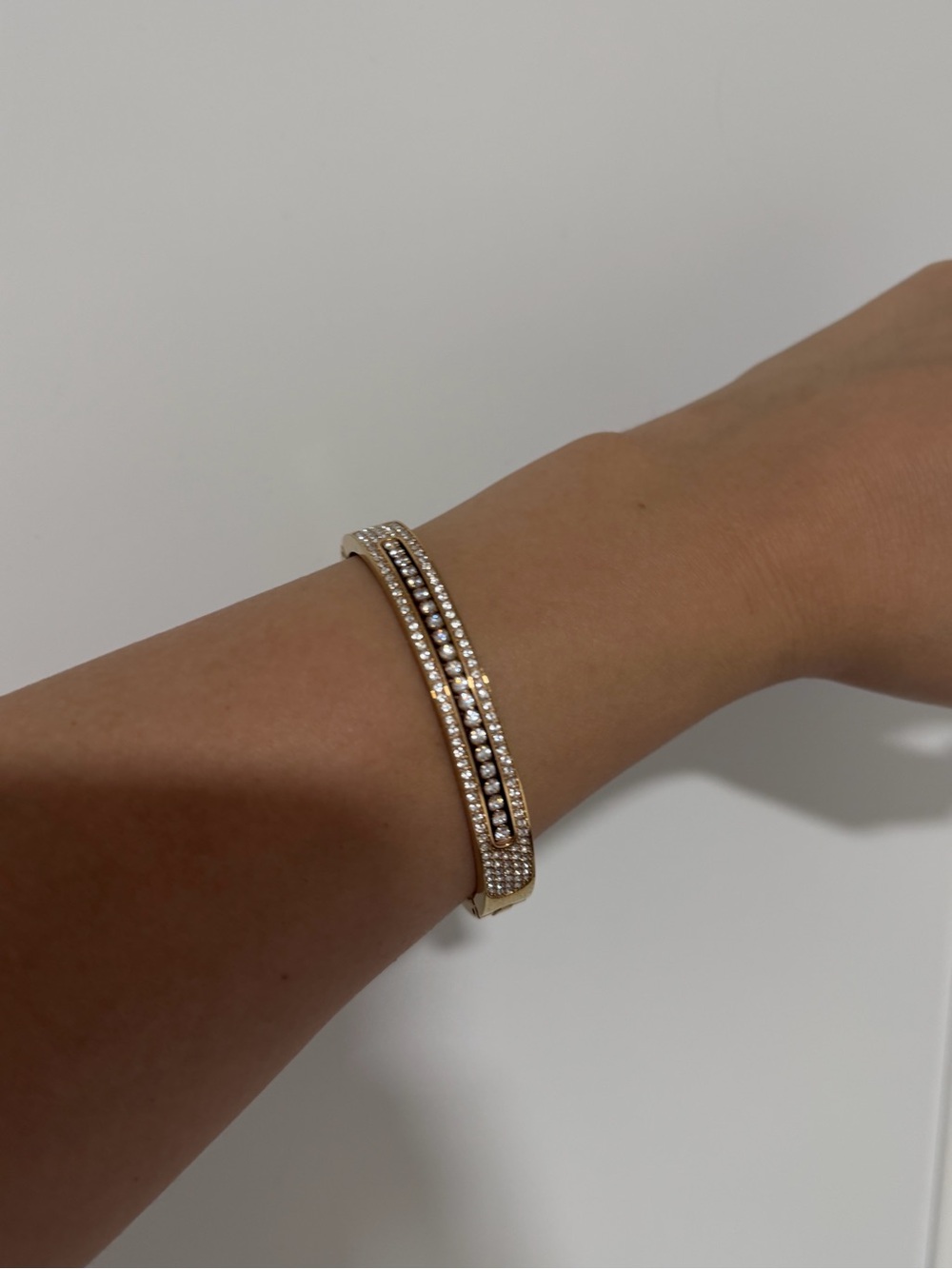 Swarovski Gold Crystal Triple-Row Bangle Bracelet